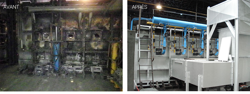 Renovación completa de un horno de forja: recuperación de la estructura, del sistema de combustión y de refractarios.
